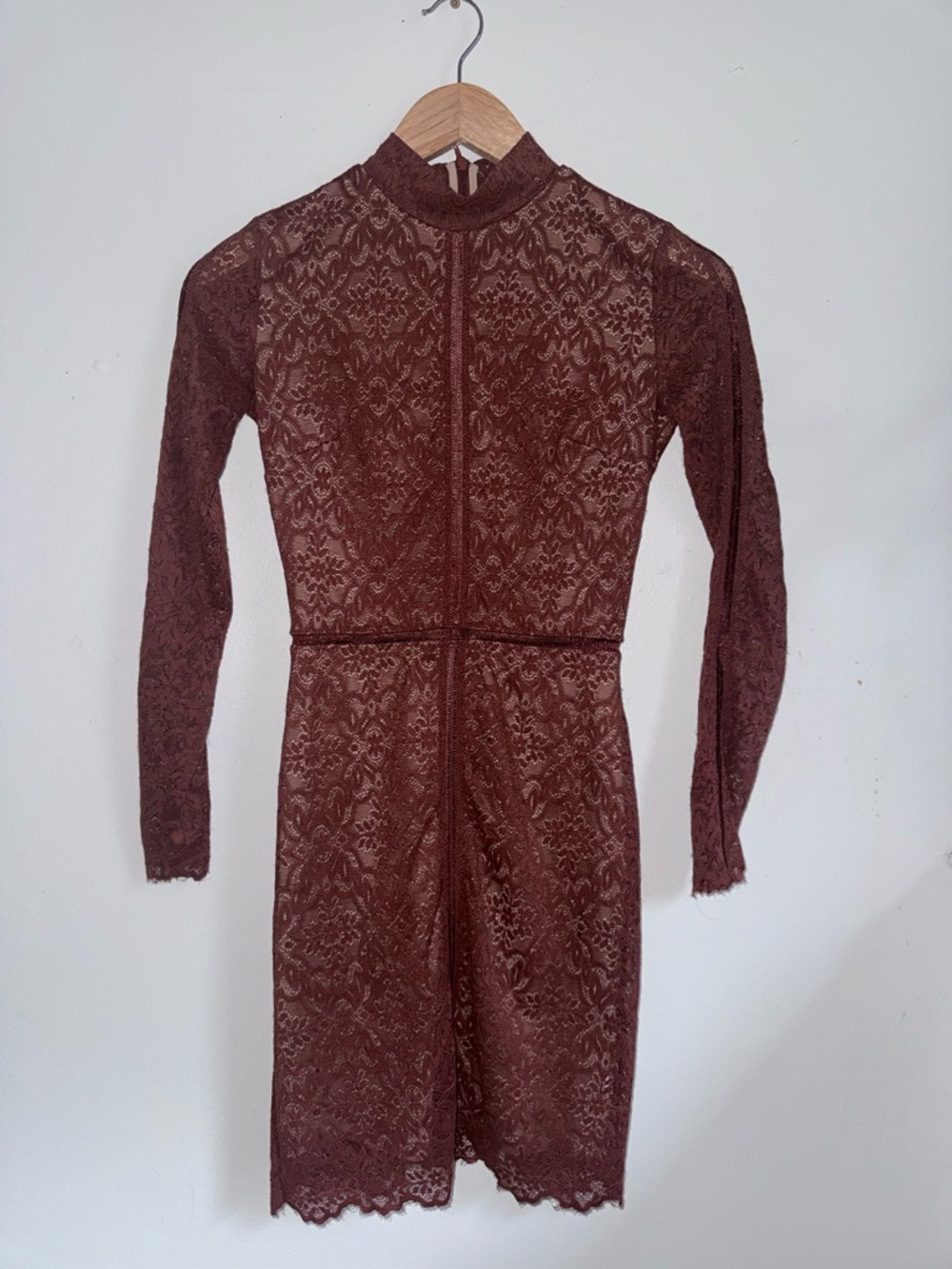Wilfred JANVRY Long-Sleeve Lace Bodycon Dress Size 00 Cider Gold Rust